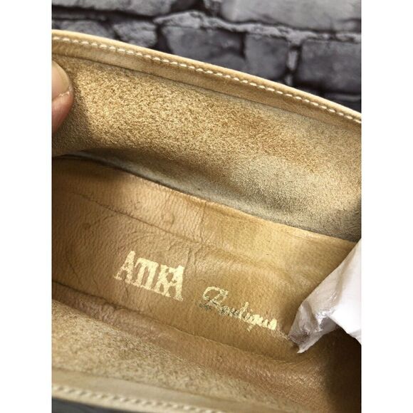 ATIKA VTG Ivory Suede Nubuck Leather Slip On Loafer Flats Women Sz 40EU/9.5M US - Picture 5 of 16